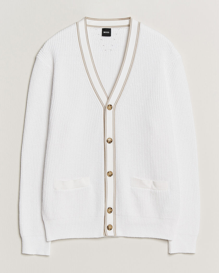 Maison Kitsuné Grey Fox Head Milano Lambswool Cardigan Tan Beige