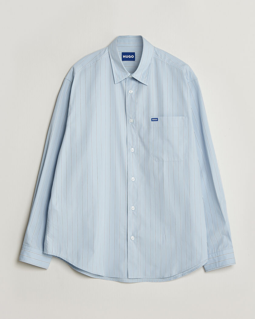 HUGO Ebalto Striped Cotton Shirt Open Blue – Blue