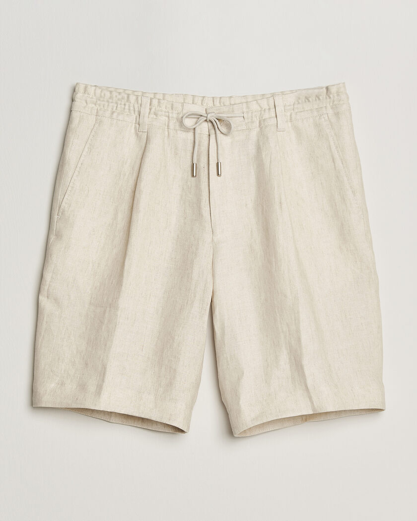 BOSS CAMEL Peet Linen Drawstring Shorts Open White – White