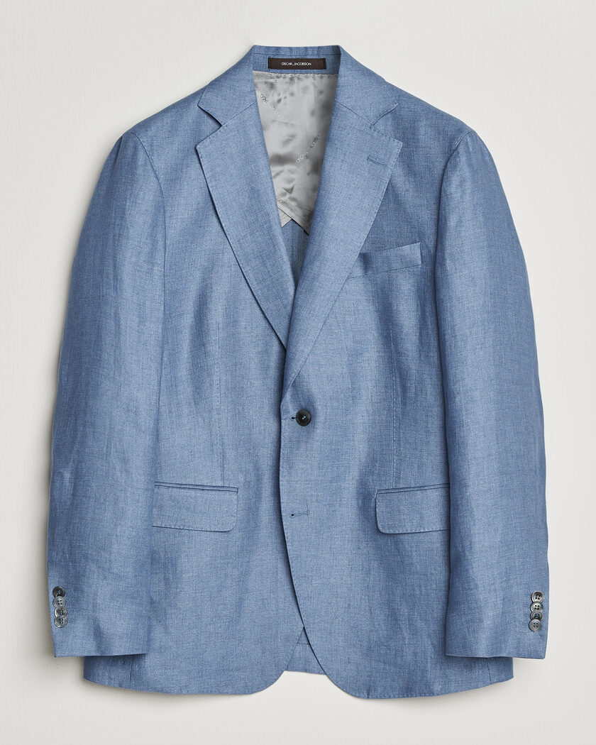 Oscar Jacobson Ferry Soft Linen Blazer Light Blue – Blue