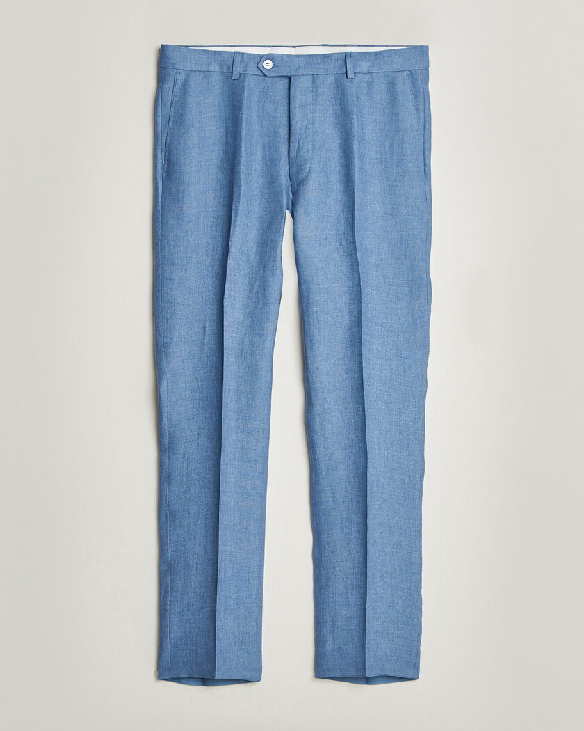 Oscar Jacobson Dandy Linen Trousers Light Blue – Blue