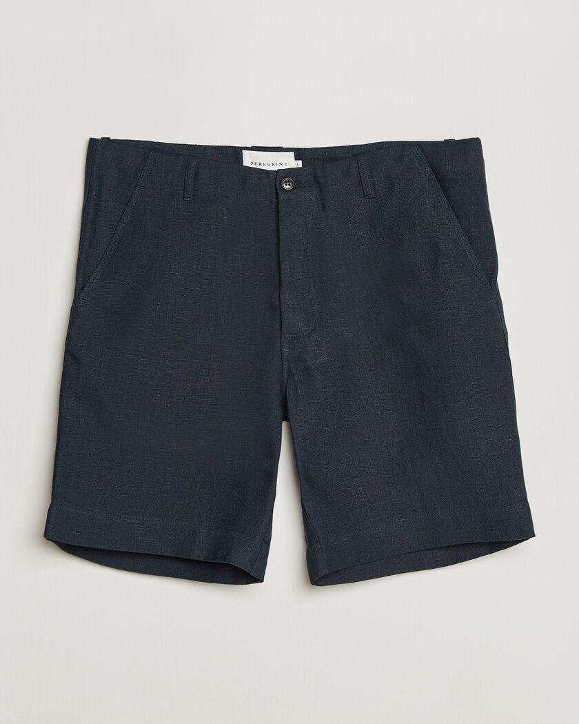 Peregrine Windsor Linen Shorts Navy Stripe – Blue