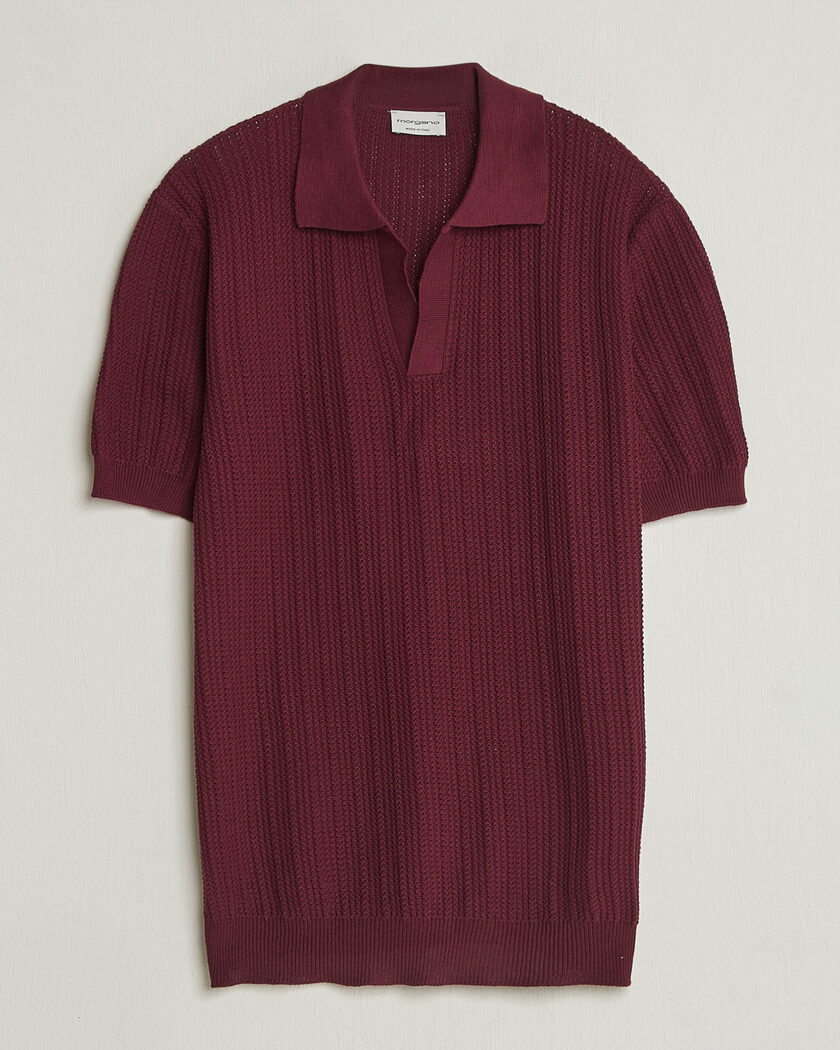 Morgano Structured Knitted Polo Burgundy – Red