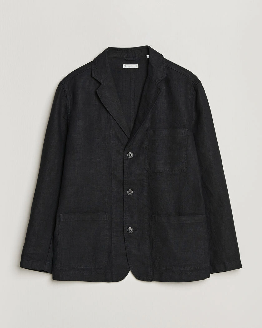 KnowledgeCotton Apparel Linen Blazer Black – Black