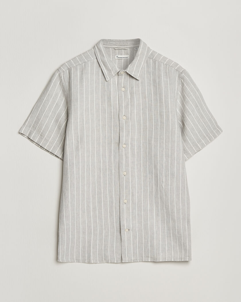 KnowledgeCotton Apparel Striped Linen Resort Shirt Grey – Grey