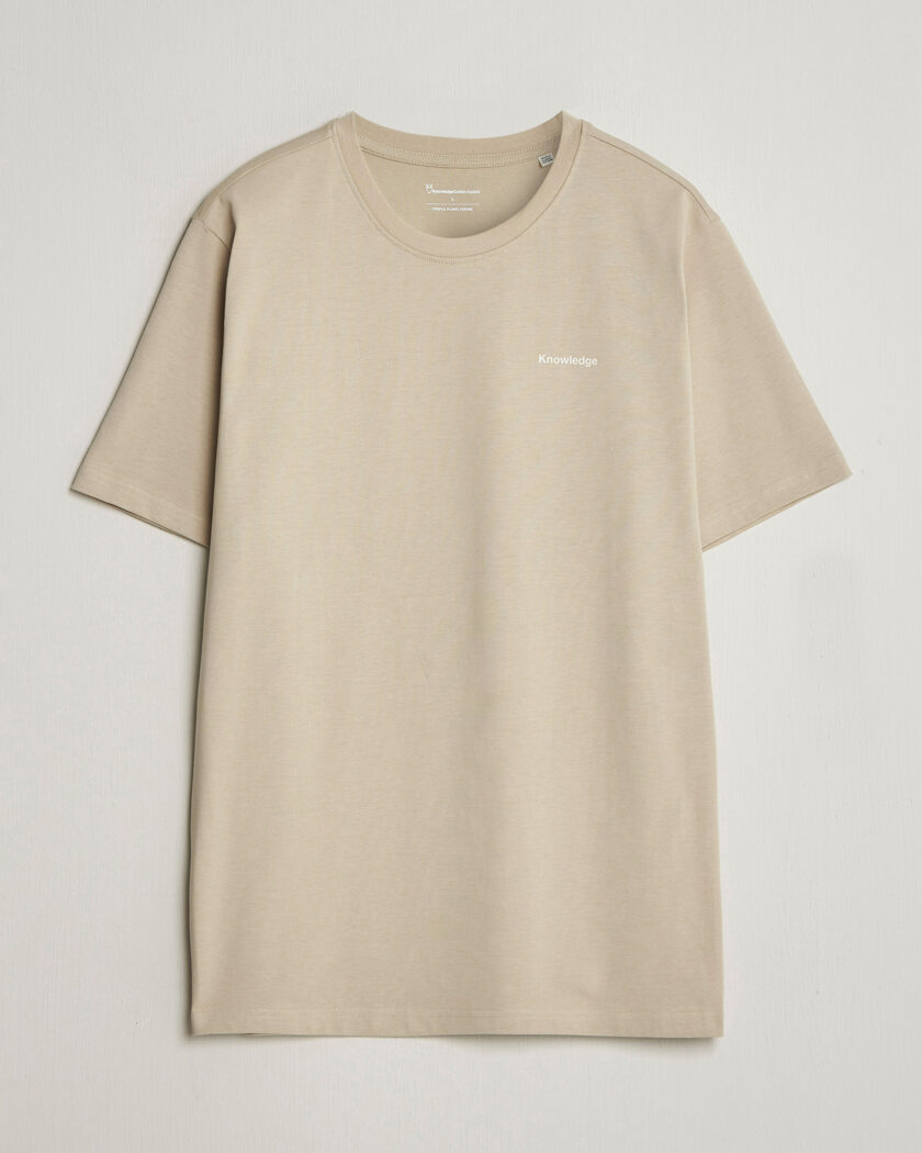 KnowledgeCotton Apparel Back Print T-Shirt Light Feather Grey – Beige