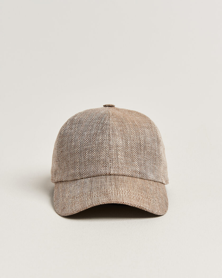 Wigéns Baseball Linen Herringbone Cap Brown – Brown