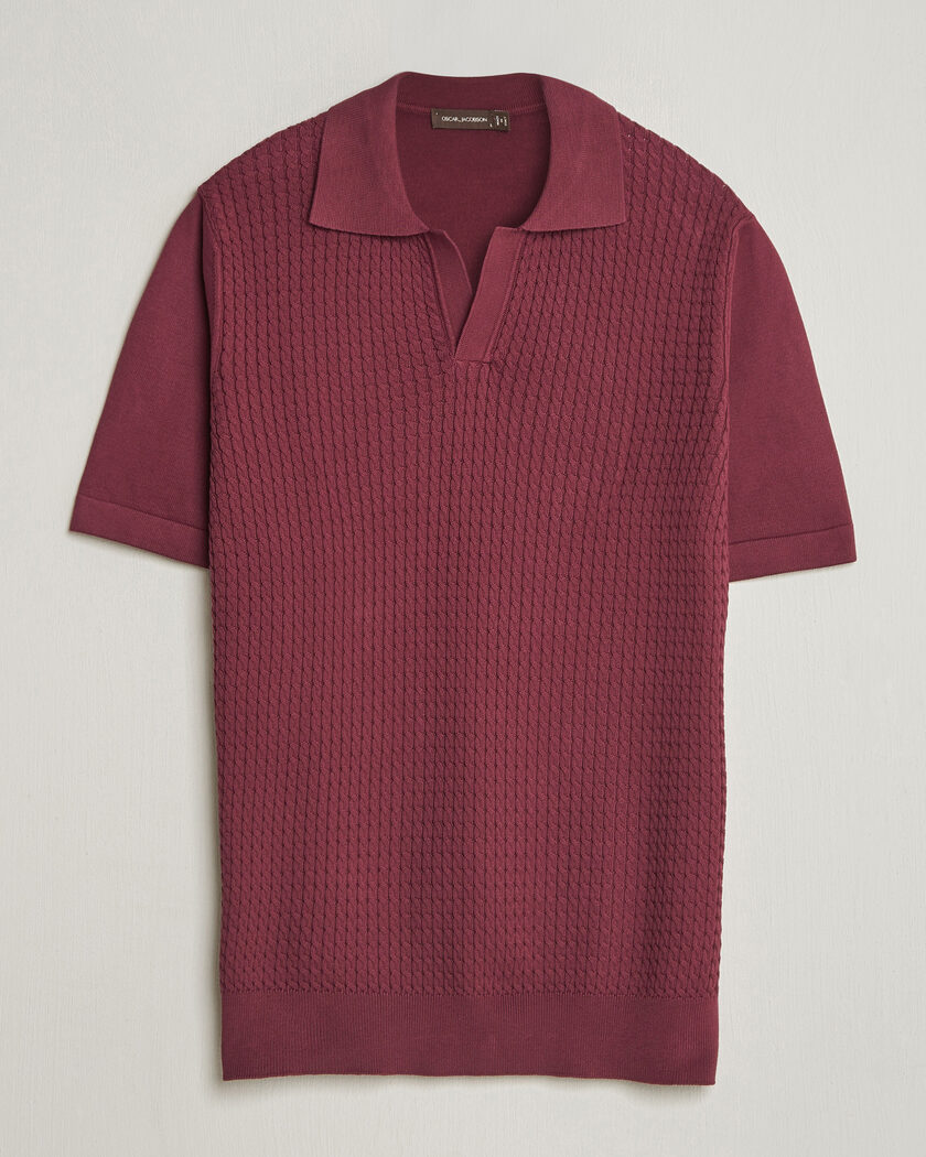 Oscar Jacobson Alf Structured Cotton Polo Wine Red – Red