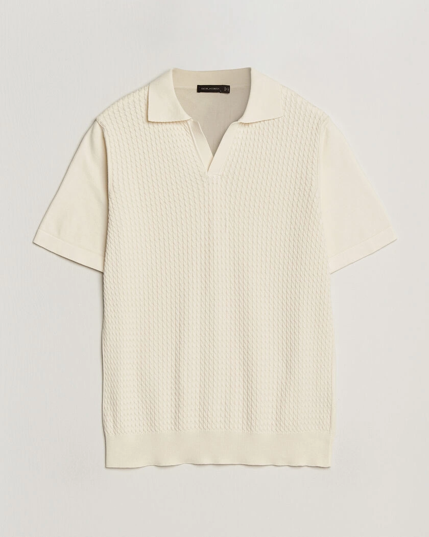 Oscar Jacobson Alf Structured Cotton Polo Off White – White