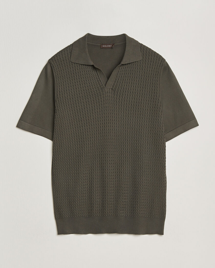 BEAMS PLUS Zip Knit Striped Polo Off White at CareOfCarl.com