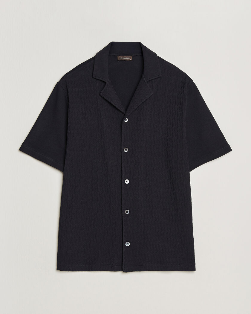 Oscar Jacobson Kirk Knitted Short Sleeve Shirt Green at CareOfCarl.com
