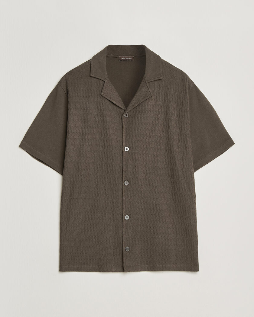 Morris Clayton Knitted Short Sleeve Shirt Off White at CareOfCarl.com