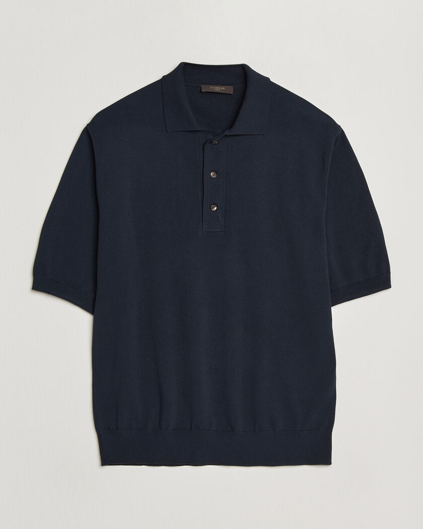  Zanone Knitted Cotton Polo Navy – Blue