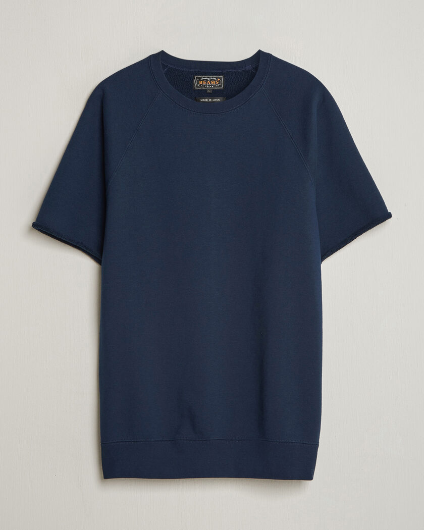 BEAMS PLUS Short Sleeve Cut Off Sweat Navy – Blue