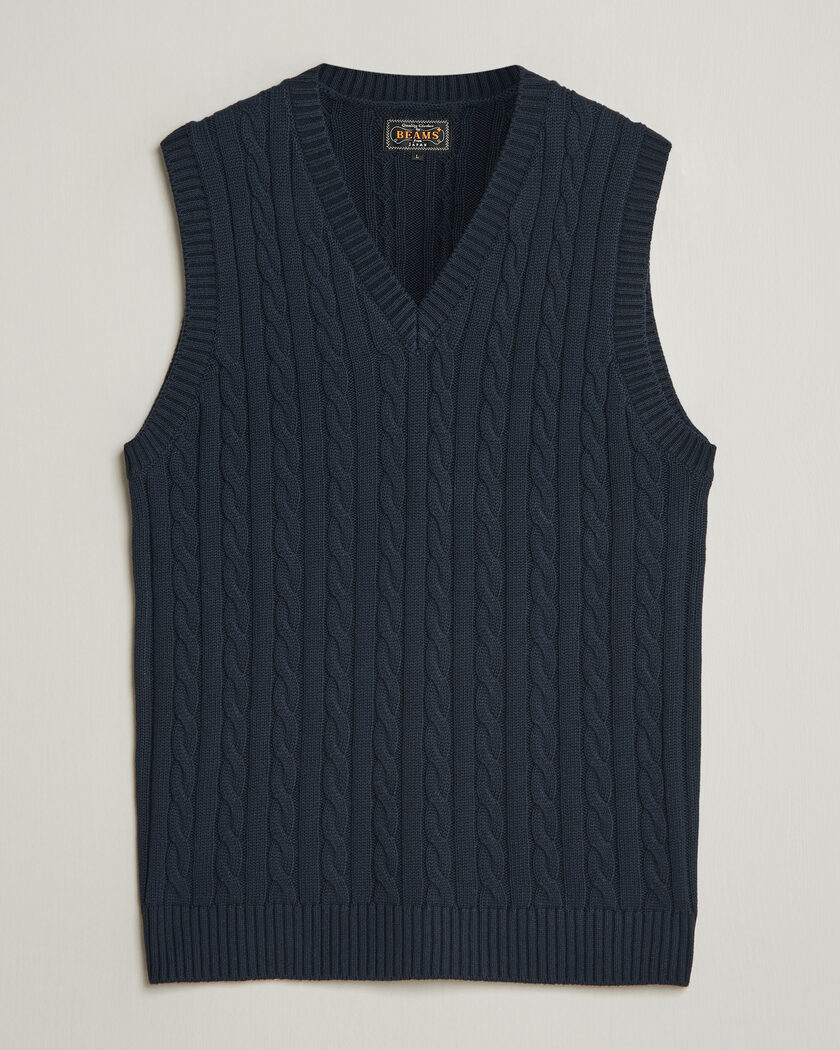 Drake's ネイビー ウール ベスト 36 Drake's Fairisle Print Wool Vest Navy at CareOfCarl.com