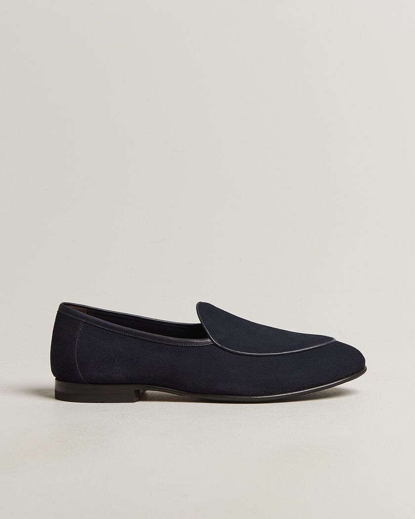 Loake 1880 Belgrave Suede Belgian Loafer Navy – Blue