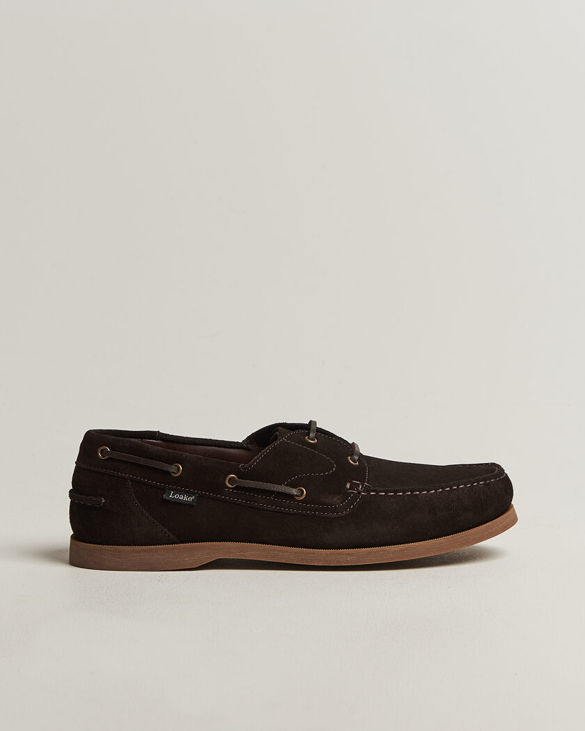 Loake 1880 Padstow Suede Boat Shoe Dark Brown – Brown