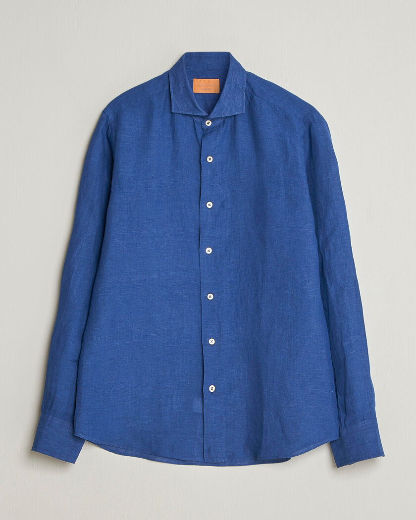 Morris Douglas Linen Button Down Shirt Navy at CareOfCarl.com