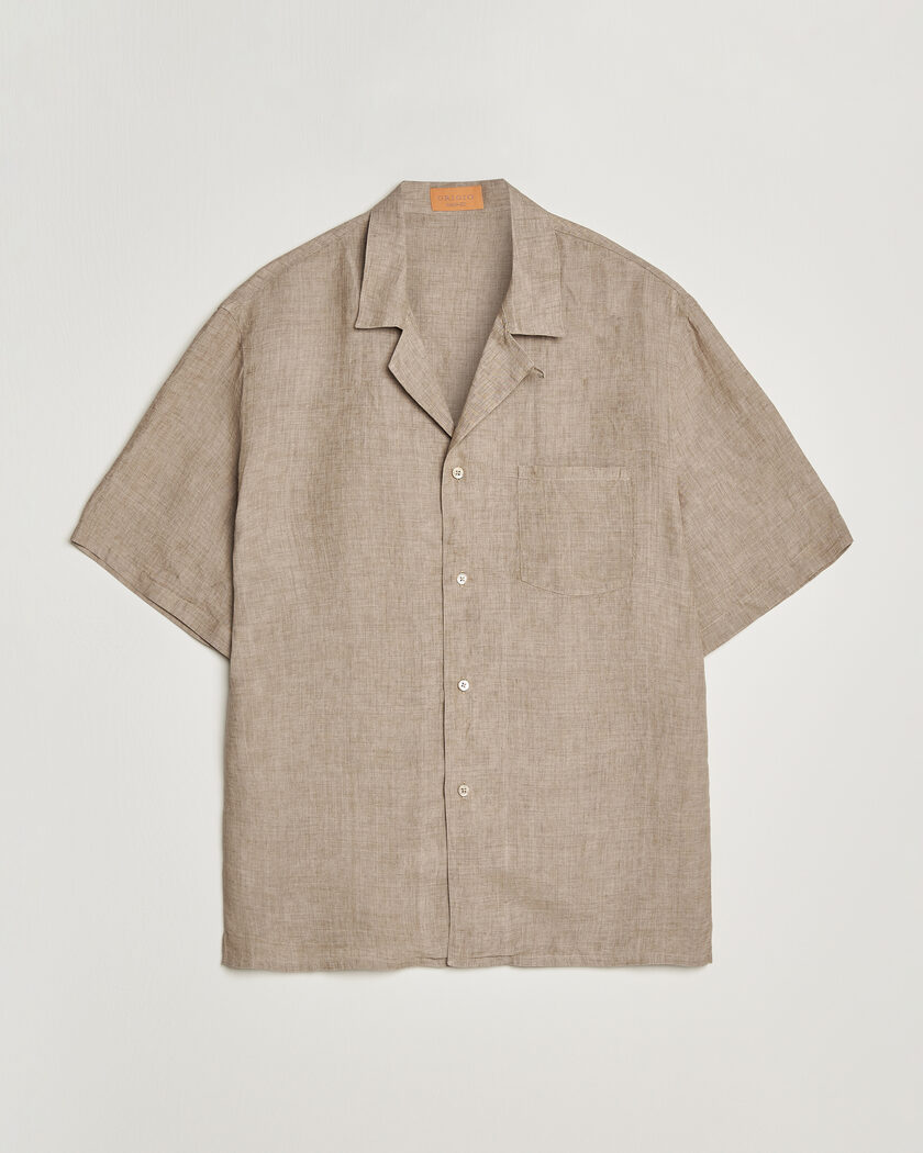 Grigio Linen Camp Collar Shirt Brown – Brown