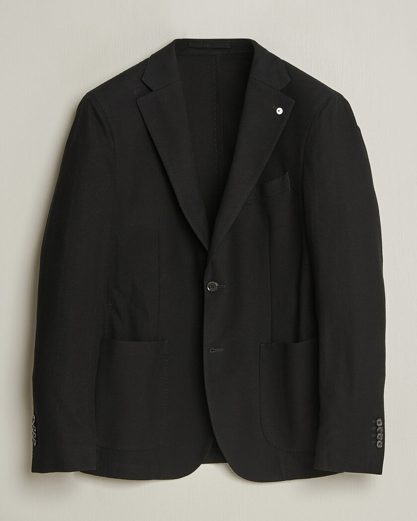 L.B.M. 1911 Jack Herringbone Cotton Blazer Black – Black