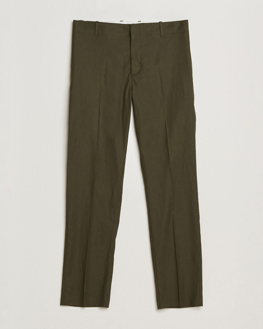 Incotex Regular Fit Comfort Cotton/Linen Trousers Dark Grey at