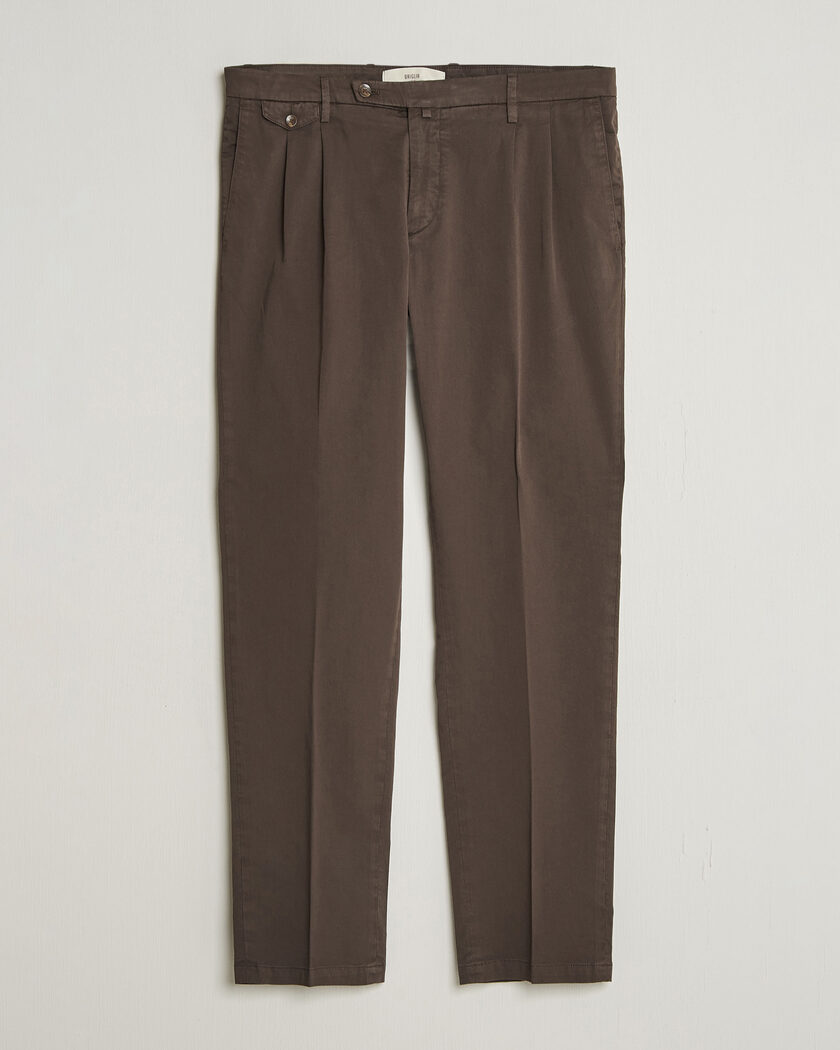Briglia 1949 Easy Fit Pleated Cotton Stretch Chino Brown – Brown
