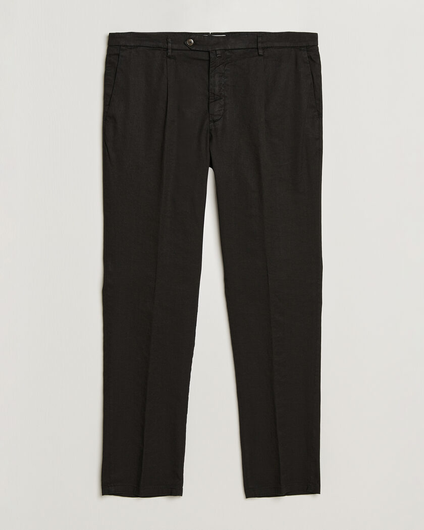 Briglia 1949 Pleated Linen Trousers Black - Size: 50