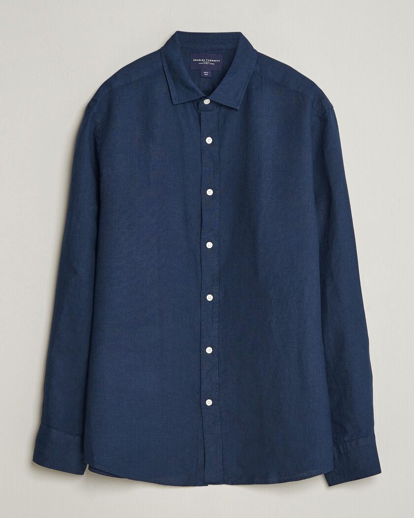 Giorgio Armani Linen Guru Shirt Navy at CareOfCarl.com