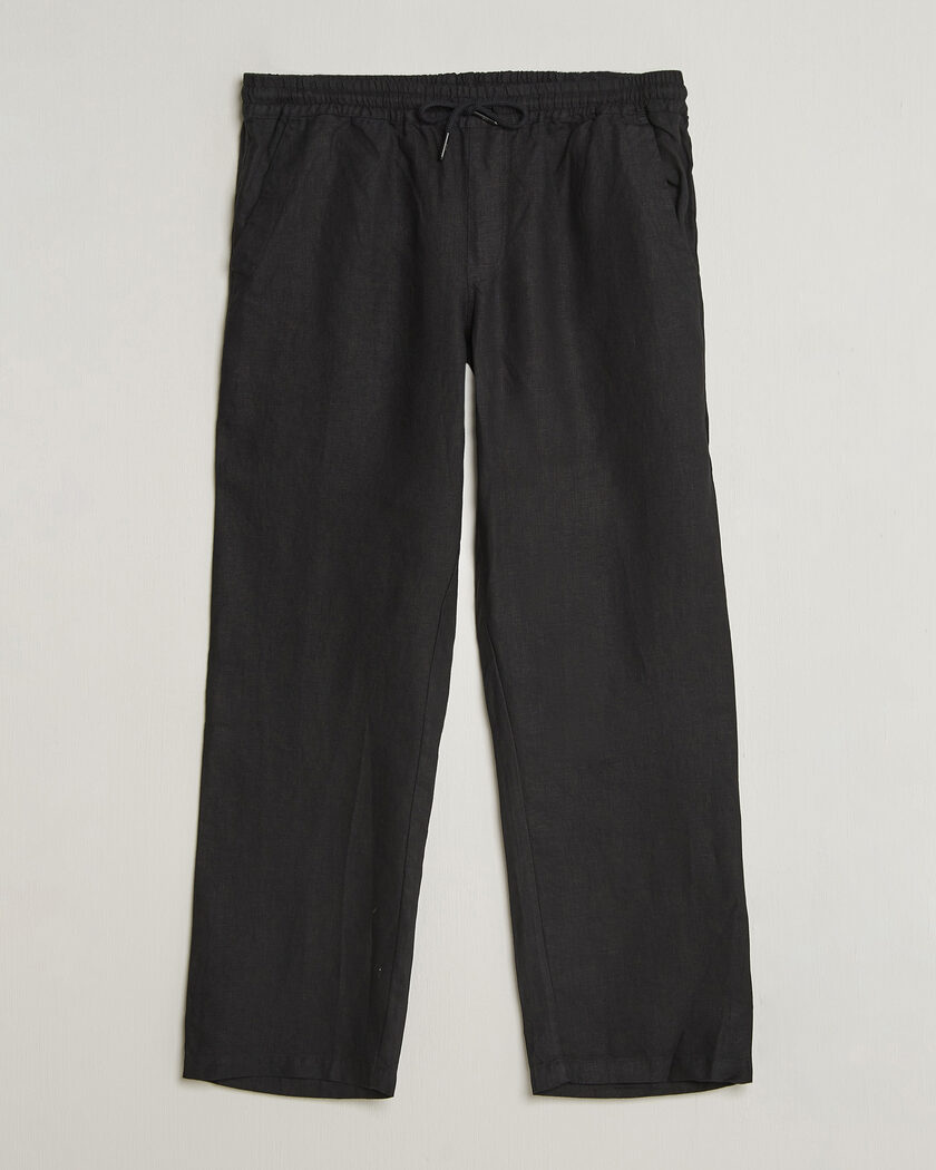 NN07 Theo Linen Trousers Black at CareOfCarl.com
