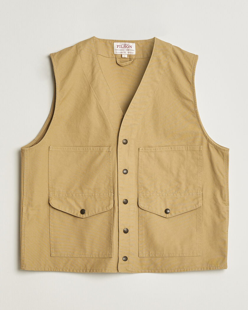 Filson Tin Cloth Insulated Work Vest Dark Tan at CareOfCarl.com