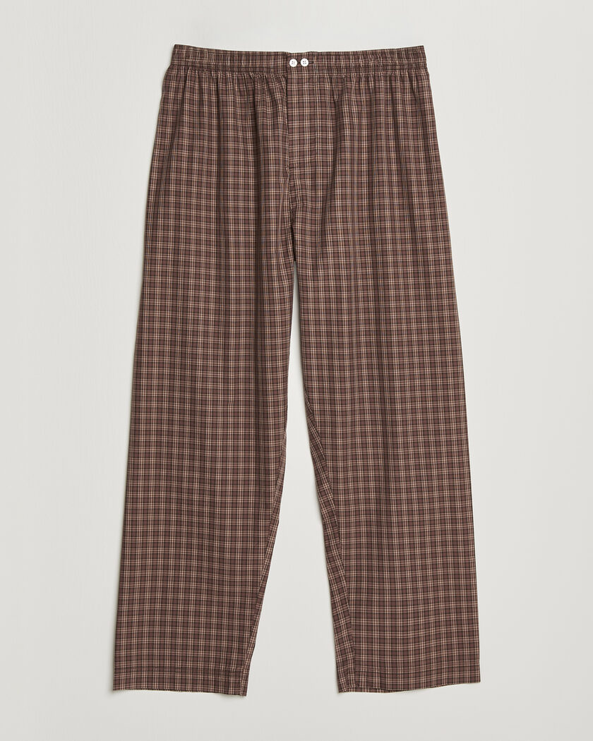 Tekla Fine Twill Pyjama Pants Serra Checks – Brown