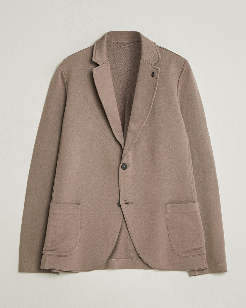 L.B.M. 1911 Jack Fly Knitted Wool Blazer Light Grey at CareOfCarl.com