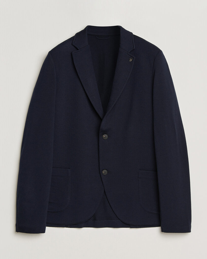 Lardini Knitted Pocket Shirt Jacket Navy at CareOfCarl.com