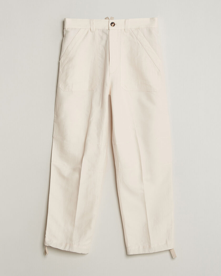 Auralee Bleached Satin Baker Pants Ivory at CareOfCarl.com