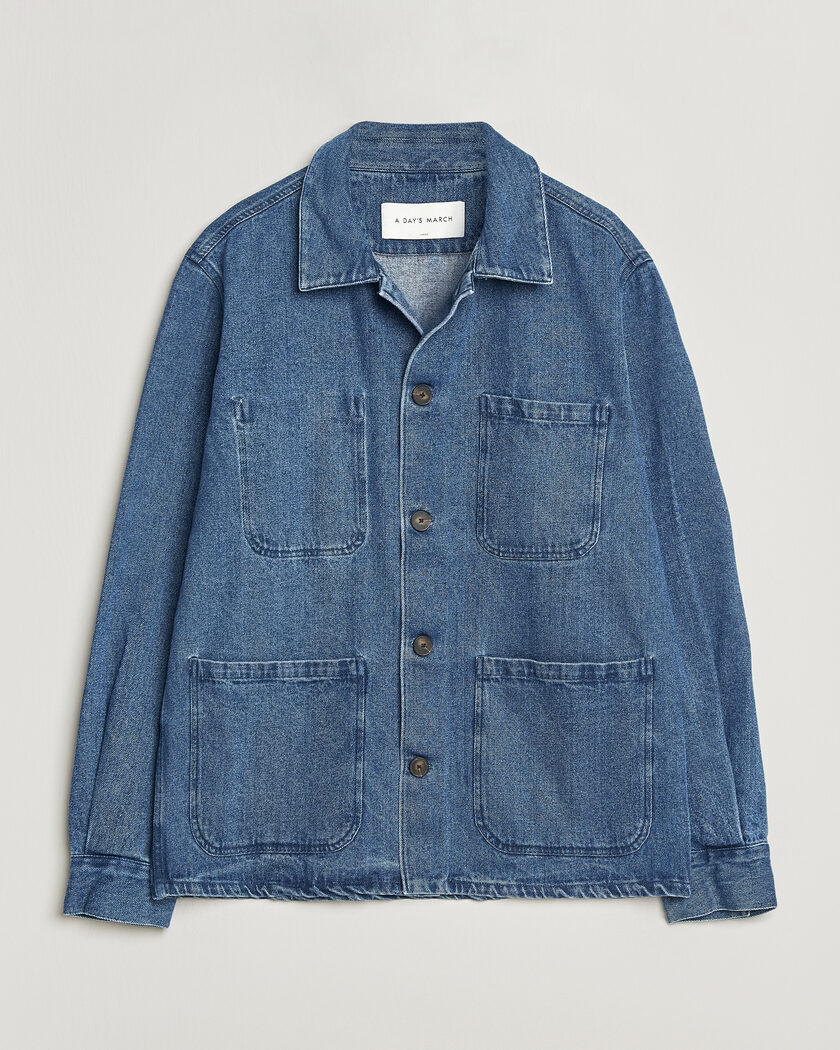 A Day's March Algot Denim Overshirt Washed Blue – Blue