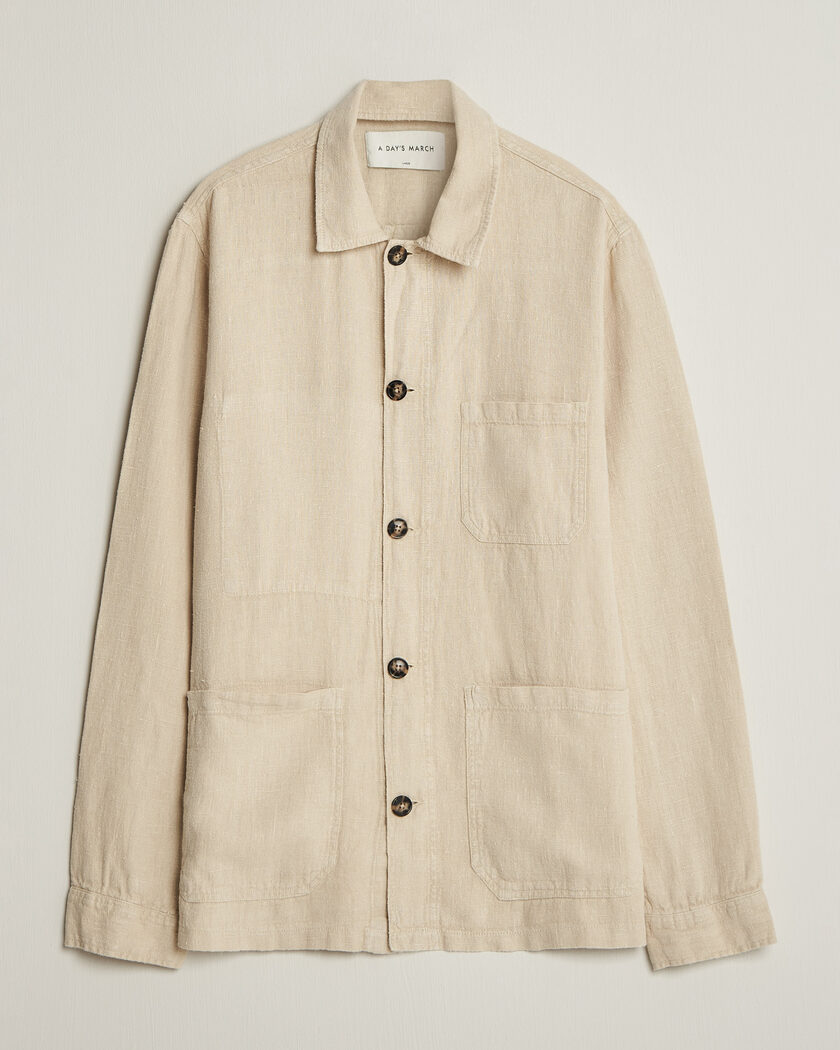 BOSS ORANGE Locky Linen Overshirt Beige at CareOfCarl.com