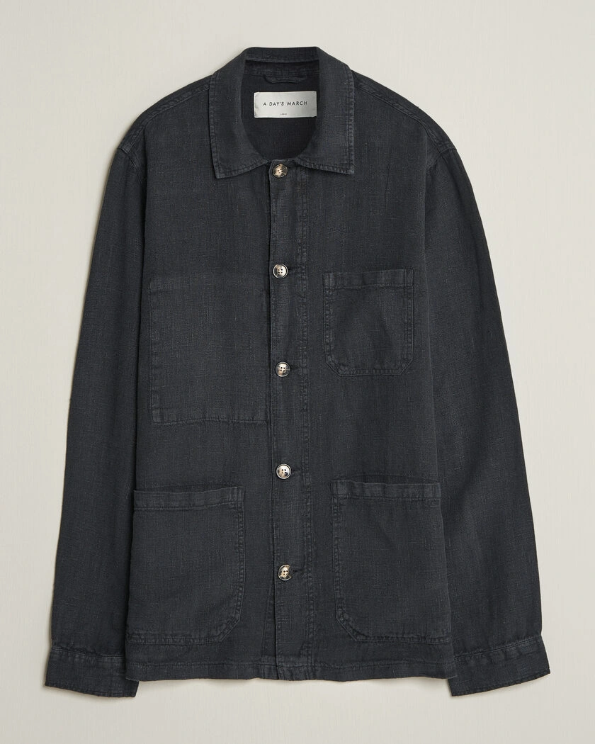 A Day's March Original Linen Overshirt Black – Black