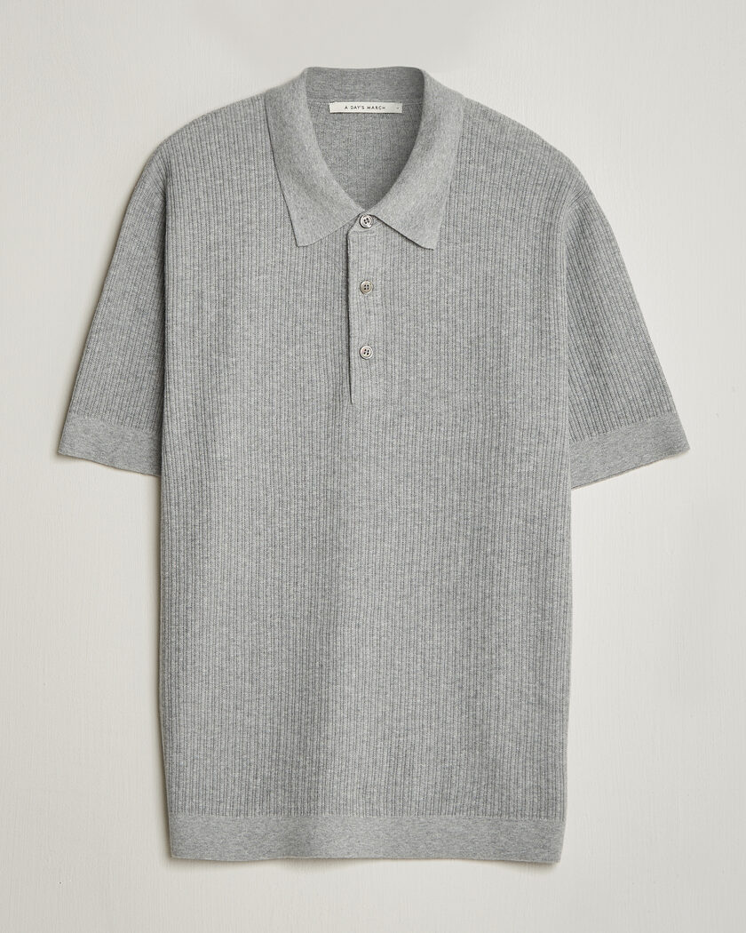 A Day's March Aspen Structured Knitted Polo Grey – Grey