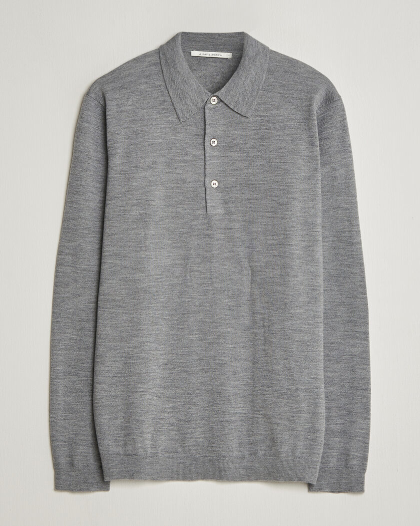 Brunello Cucinelli 2 Ply Cashmere Long Sleeve Polo Grey Melange at