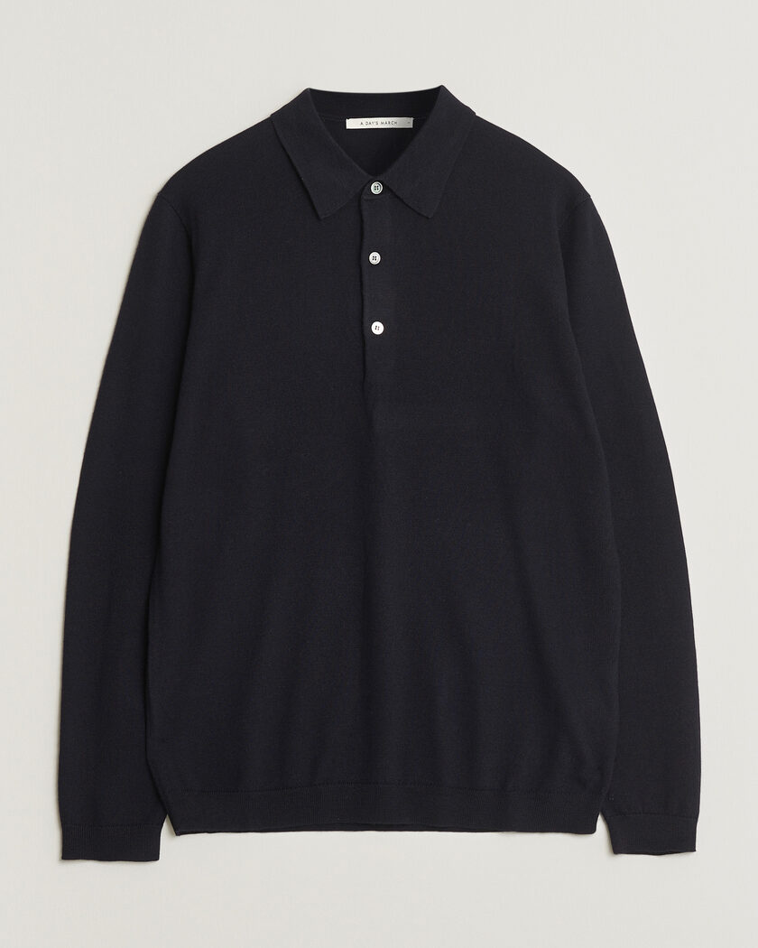 BOSS BLACK Lancione Merino Knitted Polo Dark Red at CareOfCarl.com