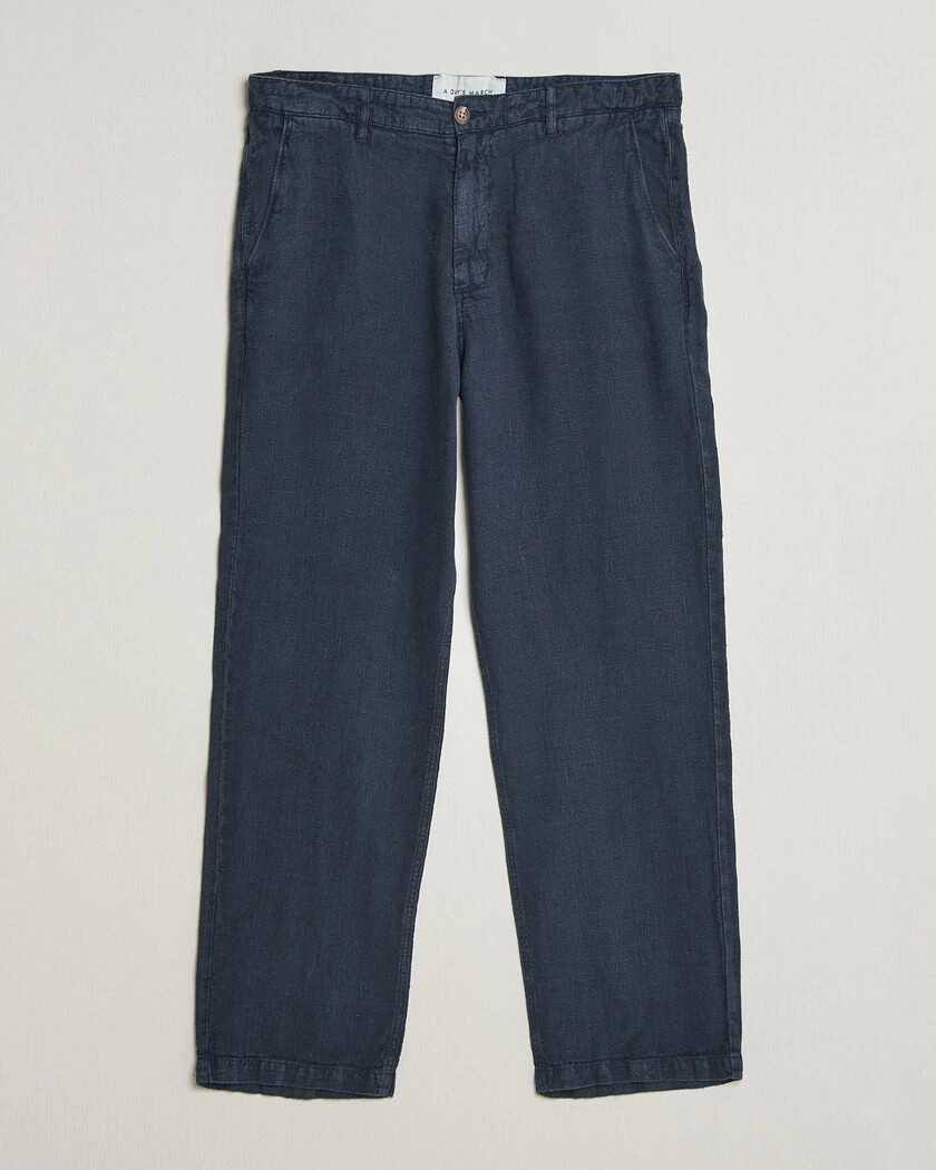 A Day's March Redwood Linen Trousers Navy – Blue