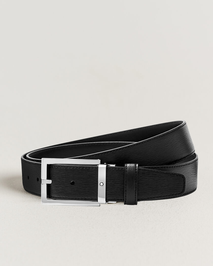 Montblanc Rectangular 35mm Leather Belt Black – Black