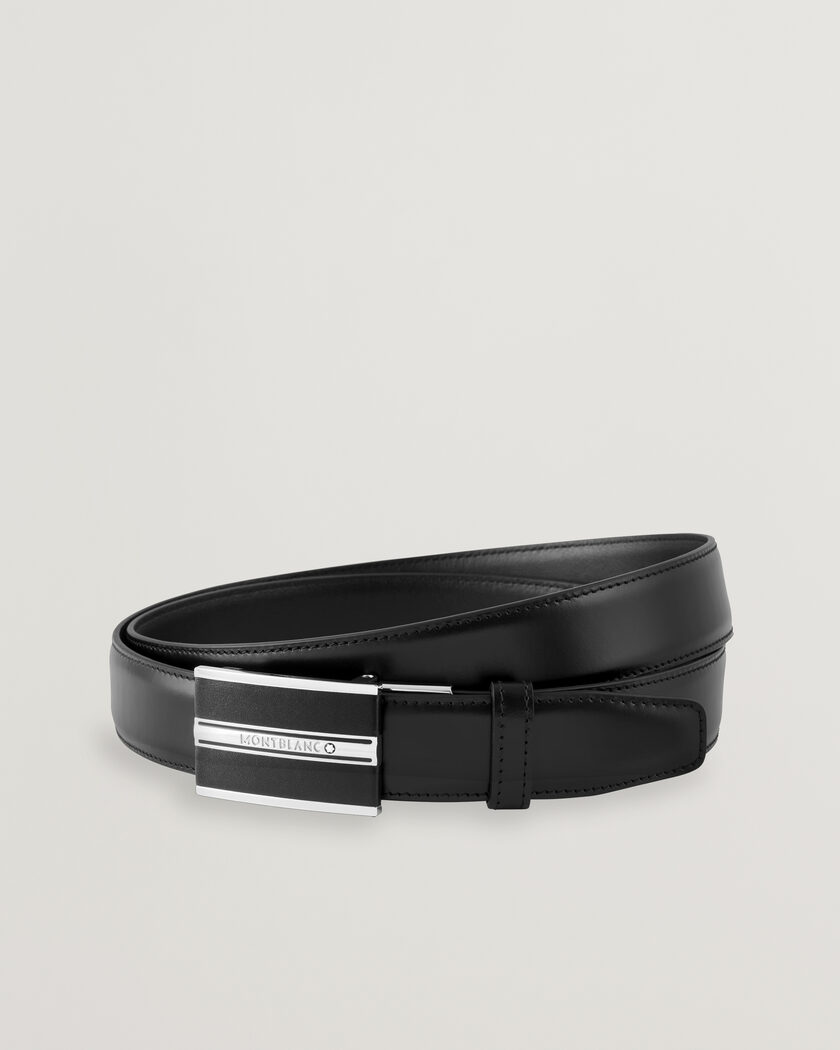 Montblanc Plate 30mm Leather Belt Black – Black