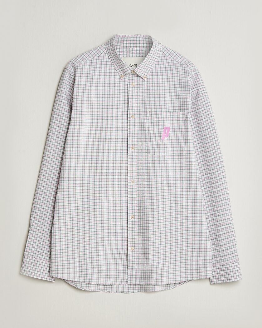 LES DEUX Prince Seersucker Check Shirt Ivory – White