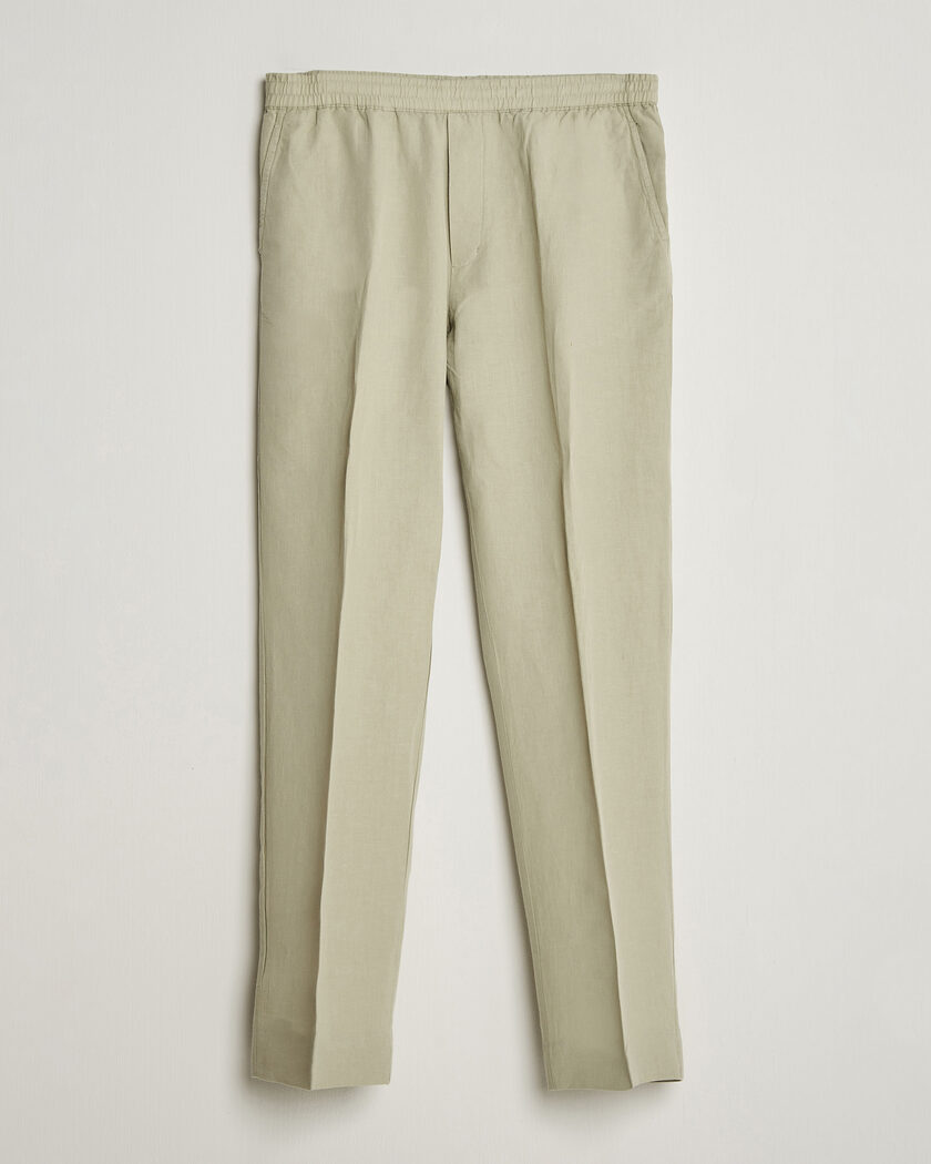 Morris Fenix Linen Drawstring Trousers Olive at CareOfCarl.com