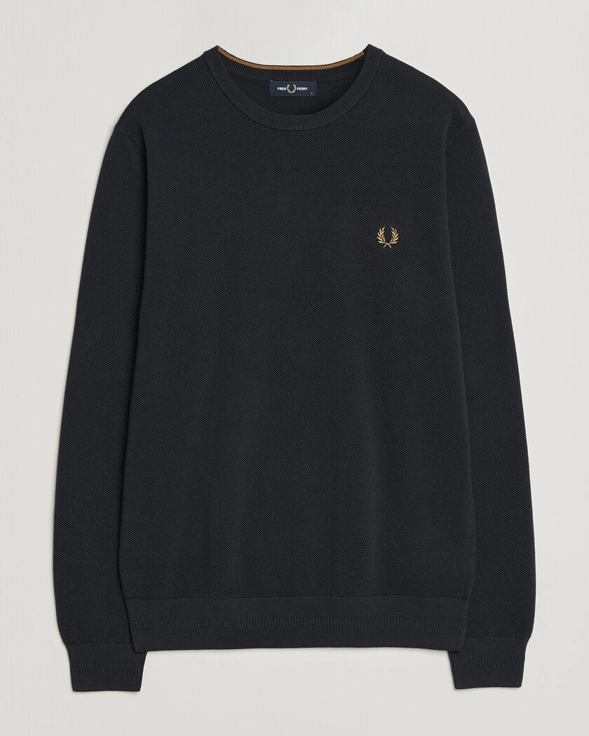 Fred Perry Piqué Stitched Sweater Navy – Blue