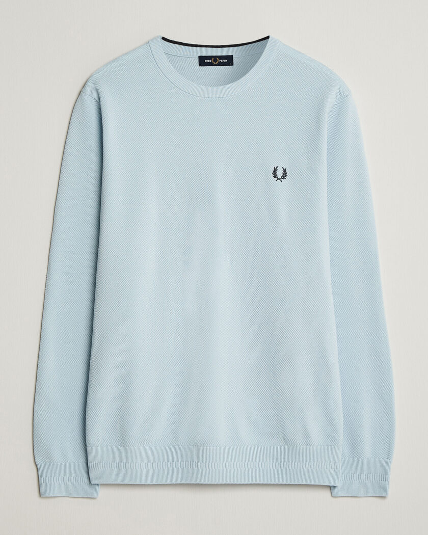 Fred Perry Piqué Stitched Sweater Light Ice – Blue