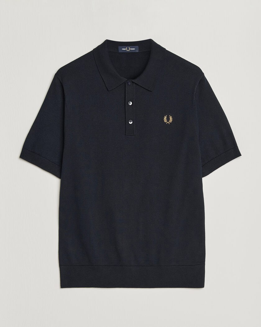 Fred Perry Cotton Knitted Polo Navy – Blue