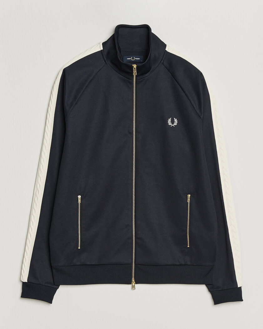 Fred Perry Blackwatch Tartan Taped Track Jacket Black at