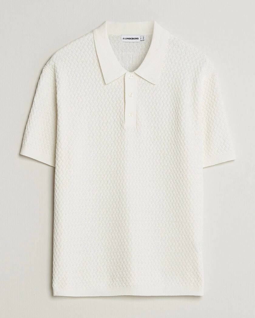 J.Lindeberg Jacques Structured Knitted Polo Tofu – White